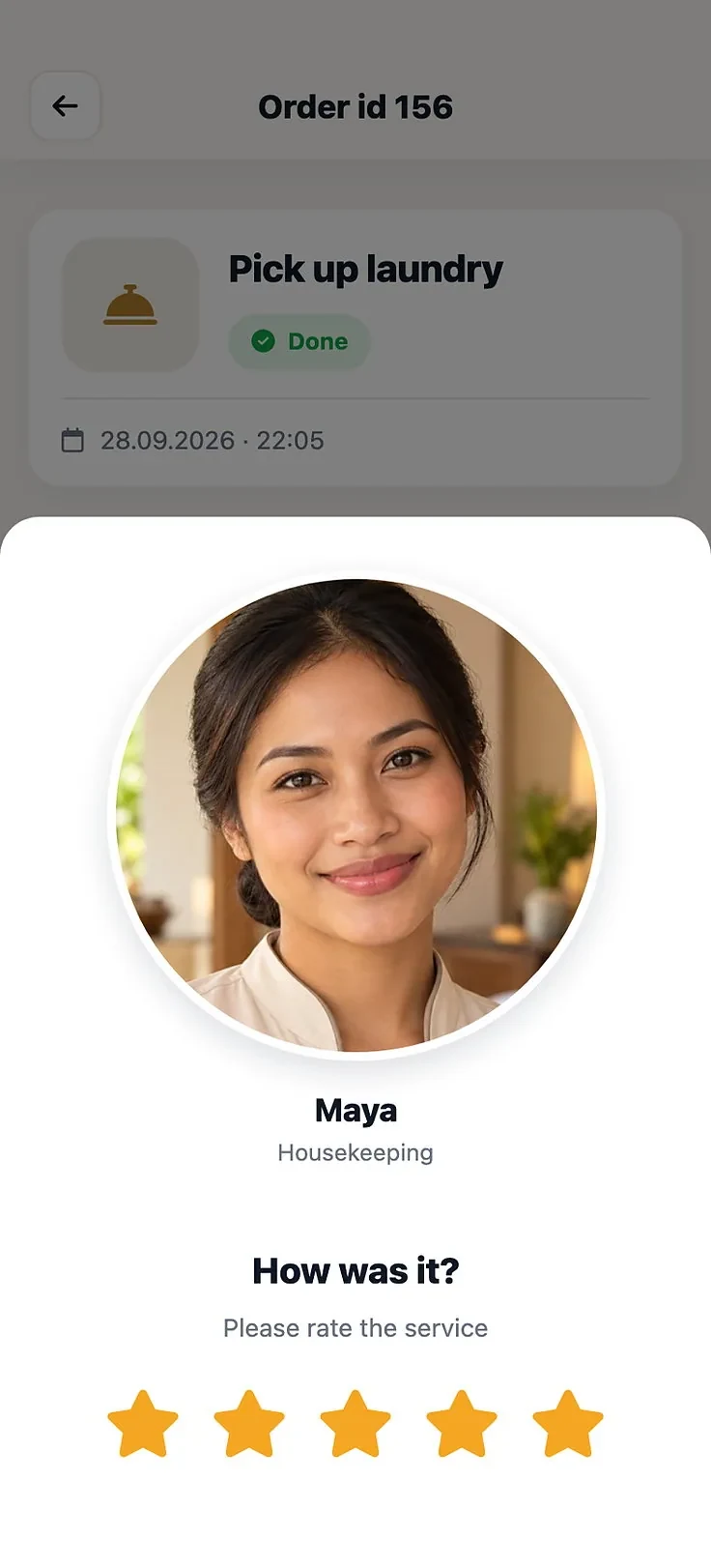 Guest rating screen