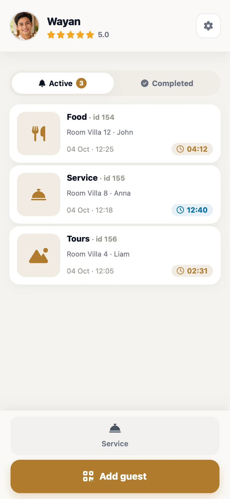 Real staff order feed